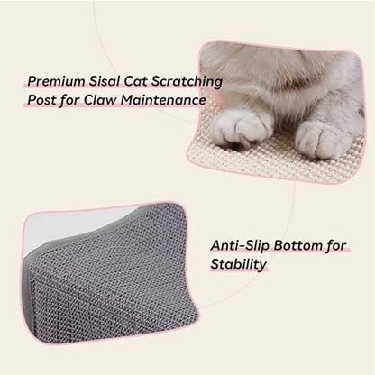 Cat Tunnel for Indoor Cats Peekaboo, 2-in-1 Interactive Cat Enrichment with Ball Toys, Large Felt Mat, Scratch Resistant Cats Activity Play Mats for Multiple Kittens, Dogs【Pink】