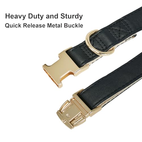 Soft Classic Leather Dog Collar Heavy Duty Padded Collars with Metal Buckle for Puppy Small Medium Dogs (Black,XS) - color: Black, size: XSmall