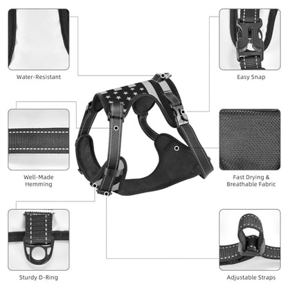 Black Striped Flag Reflective Dog Harness No Pull Soft Vest Harness for Small Medium Large Dog Puppy Pets X-Large Size - color: Black Striped Flag, size: X-Large