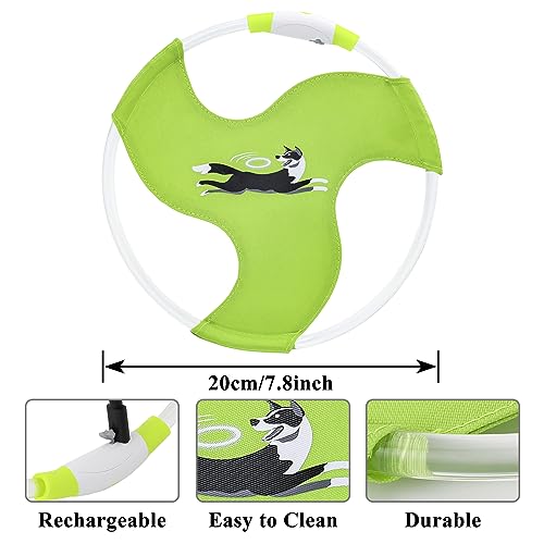Dog Flying Disc Flyer Dog Toys, Glow in The Dark Nylon Dog Toy with 3 Light Models, Floating Dog Ring Toys for Physical Exercise, Pet Training Throwing Playing - color: Green-1