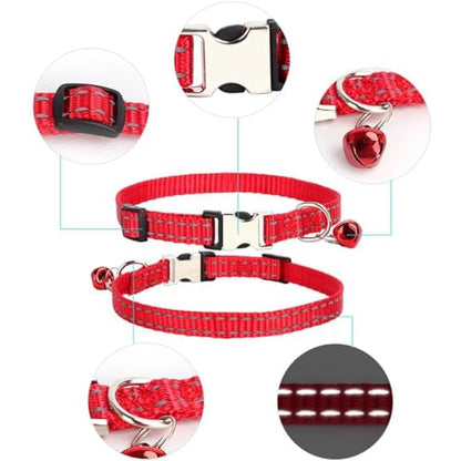 Green Puppy Collar with Bell, Reflective Nylon XS Cat Collars Soft Adjustable Buckle for XXS XSmall Small Puppy Female Tiny Pets Dogs Boy Girl Kitten Yorkie X-Small - color: Green