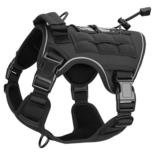 Heavy-Duty Tactical Dog Harness for Large Dogs, No Pull Adjustable Reflective Pet Vest with Molle System, K9 Military-Grade Control for Service Training, Outdoor & 10+ Breeds, Black, Small - color: Black, size: S: Neck: 14-19'', Chest: 20-26''