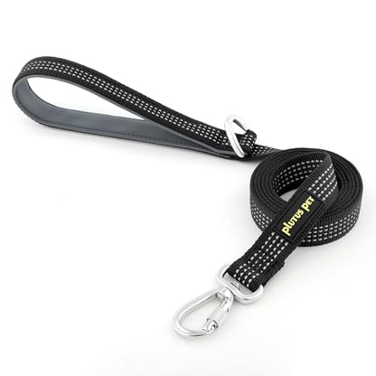 Plutus Pet Heavy Duty Dog Leash with Lockable Aluminum Carabiner, 4/6 Feet Long, Double-Sided Reflective Nylon, Padded Handle, for Puppy, Small, Medium and Large Dogs (Black, 4/5" x 4') - color: Black, size: 4/5" x 4'