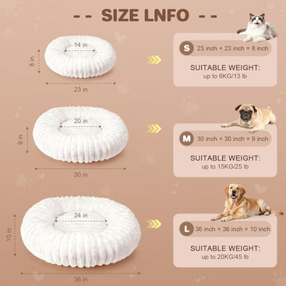Self Warming Cat Bed, Donut Pet Bed for Indoor Cats and Small Dogs, Self-Heating Dog Bed with Non-Slip Bottom, Winter Comfort Dog Beds for Puppies, Washable & Portable Egg Tart Shape (S) - size: 23*23*8 inches