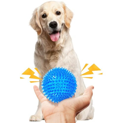 6 Pack 3.5” Squeaky Dog Balls for Large and Medium Dogs, Spiky Balls for Teething Puppies - color: Medium Set of 6