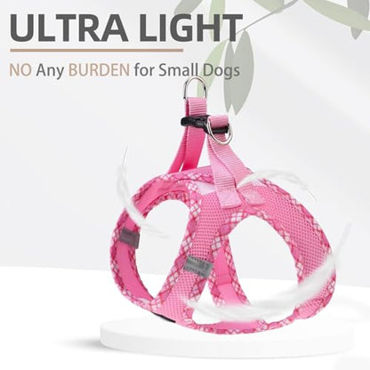 PUPTECK Dog Harness and Leash Set for Small Medium Dogs No Pull Step-in Soft Mesh Puppy Cat Vest Harnesses Reflective at Night, Pink S - color: #1 Pink(Basic Mesh), size: S(CHEST 14.5"-16", 6.6-14 lbs)