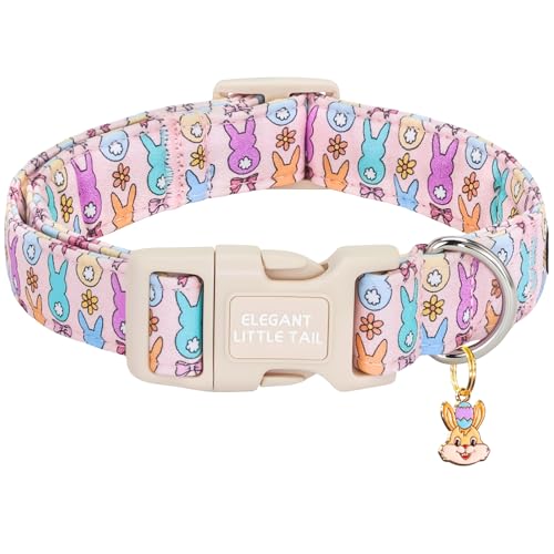 Elegant little tail Easter Dog Collar, Bunny Pattern Pet Collar Spring Holiday Girl or Boy Adjustable Pet Collars with Sturdy Quick Release Buckle for X-Small Dogs - color: Easter-Bunny Tail, size: X-Small (Pack of 1)
