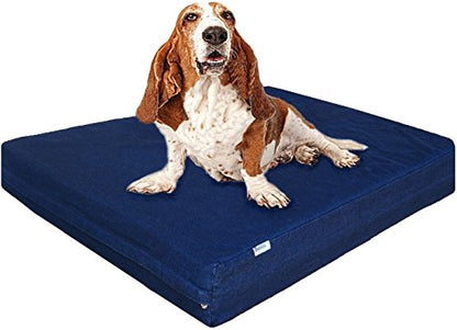 Dogbed4less Large Orthopedic Memory Foam Dog Bed for Medium to Large Dogs with Durable Waterproof Internal Case, Removable Washable Denim Cover + Bonus Pet Bed Cover, 41X27X4 Fit 42X28 Dog Crate, Blue - size: 41.0"L x 27.0"W x 4.0"Th