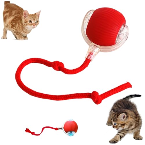 Interactive Cat Toy Balls, Interactive Cat Toys Balls for Indoor Cats 2026 New Motion Activated Cat Ball with 360° Smart Automatic Rolling Moving for Bored Kitten Pet Cats Dogs (Red, 1pcs) - color: Red, size: 1pcs