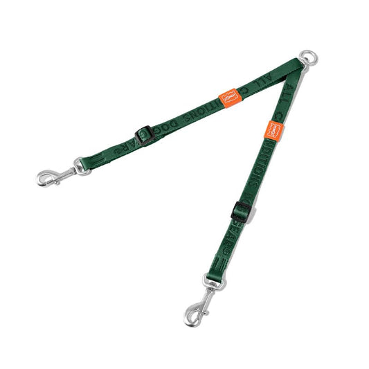 Double Dog Leash, No Tangle 360° Swivel, Adjustable Two Padded Handles, Double Clip Dog Leash Coupler Splitter Breeds (Green, 2/3'' x 0.9 FT, Ultralight) - color: Green, size: Pro S/M