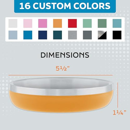 Master Pet Supply Stainless Steel Cat Bowls - 9 oz Heavy Duty - Mango Tango, Double Wall Extra-Thick Insulated, Non-Slip Pet Water Bowl for Cats & Pets, Anti Rust Metal, Dishwasher Safe - color: Mango Tango