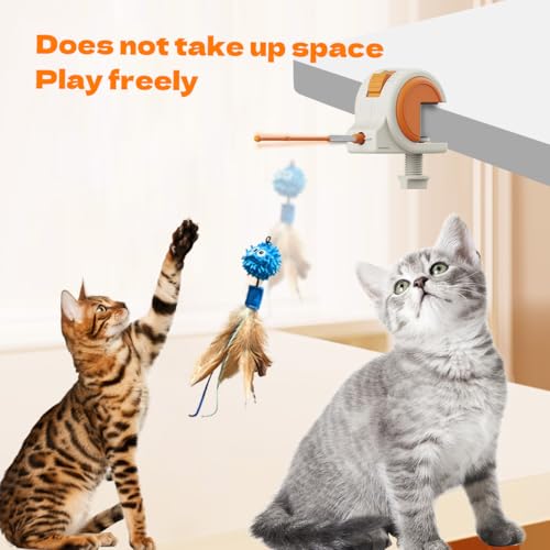 Interactive Cat Toys for Indoor Cats, Automatic Sensor Cat Teaser Feather Wand Chase Exercise Entertainment Stimulation Toy, USB Rechargeable Self Play Hanging Toy for Bored Adult & Kitten Cats