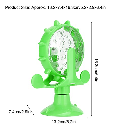 Cat Food Leakage Toy, Windmill Treat Dispensing Cat Puzzle for Indoor Cats, Interactive Slow Feeder with Suction Cup for Kitten Snacks, Mental Enrichment & Fun Play - color: green