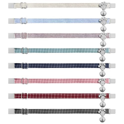 Personalized Breakaway Cat Collars - Magnetic Buckle, Bell - Safety Quick Release, Customized for Girls & Boys Cats- (Checkered-Cyan) - color: Checkered-Cyan