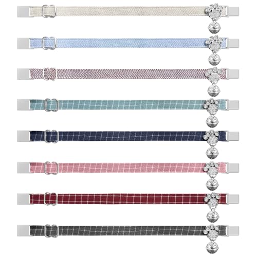 Personalized Breakaway Cat Collars - Magnetic Buckle, Bell - Safety Quick Release, Customized for Girls & Boys Cats- (Herringbone-Oatmeal) - color: Herringbone-Oatmeal