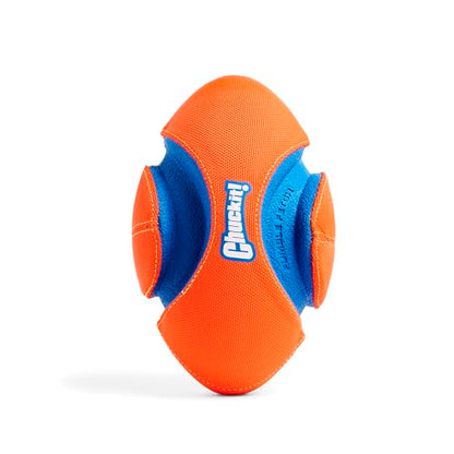 Chuckit! Fumble Fetch Dog Football - Outdoor and Indoor Interactive Dog Toy with Grooved Design for Easy Pickup - Made from Durable Rubber - Floats in Water - Small - Orange and Blue - size: Small, style: Orange/Blue