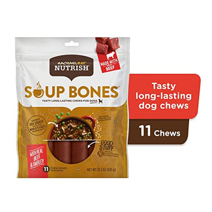 Nutrish Soup Bones Premium Dog Chews with Real Beef and Barley, 11 Chews, Packaging May Vary (Rachael Ray) (Pack of 2) - size: 23.04 Ounce (Pack of 2)
