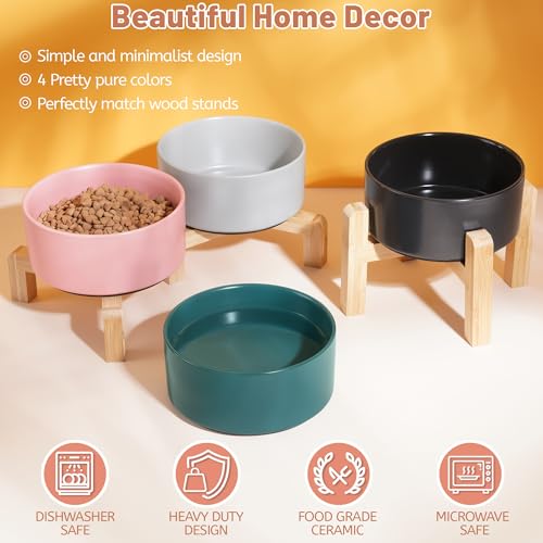 Ceramic Dog Bowls, Non Slip Dog Food and Water Bowl with Silicone Base, Heavy Duty Feeding Bowl for Small and Medium Dogs (Grey, 6 Inches) - color: Grey, size: 6 Inches