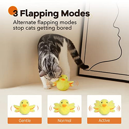 Potaroma Cat Toys Rechargeable Flapping Duck with SilverVine Catnip, Lifelike Quack Chirping, Touch Activated Kitten Kicker Plush Interactive Exercise Toys for All Breeds - size: 4.0 inches, style: Duck