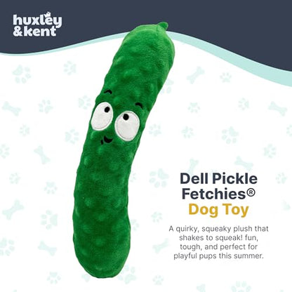 Huxley & Kent Funny Dog Toy w/Squeaker – Power Plush Squeaky Dog Toys for Small, Medium & Large Dogs – Soft Stuffed Animal for Indoor Play & Fetch - Fetchies® Dell Pickle, Small - size: Small, style: Dell Pickle