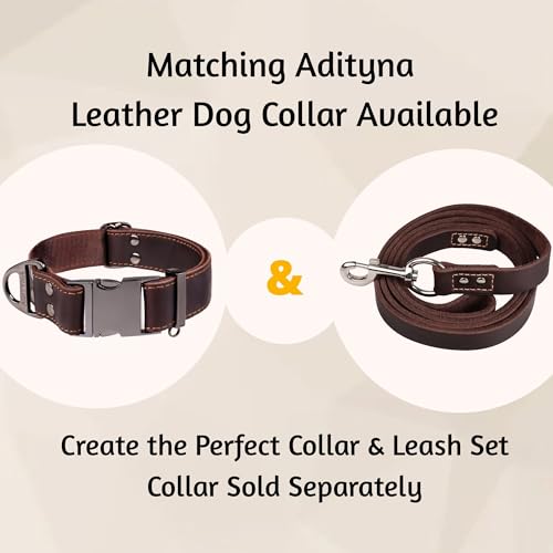 ADITYNA Heavy Duty Leather Dog Leash 6 ft x 1" - Strong, Soft Training Lead for Large & Extra Large Breeds (XL - 6 ft x 1 inch, Brown) - color: Brown, size: XL - 6 ft x 1 inch