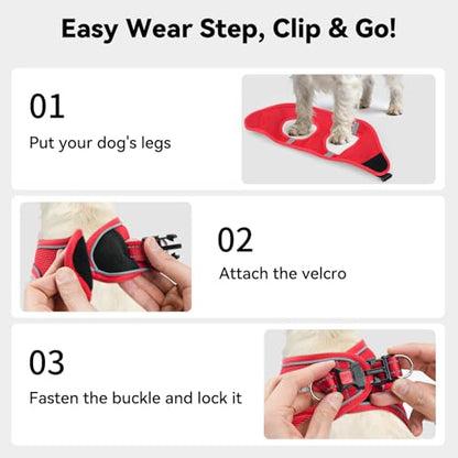 Joytale Small Dog Harness, Breathable Mesh Step-in Vest, Reflective Soft Padded Harnesses for Cats and Puppies Dogs, Red, XXXS - color: Red, size: XXXS--Chest: 10.5-12''