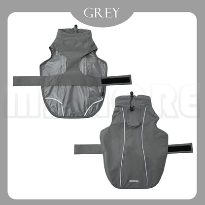 Waterproof Dog Raincoat with Reflective Strip, Adjustable Breathable Rain Coat Jacket with Leash Hole for Dogs (Gray, Small) - color: Gray, size: Small