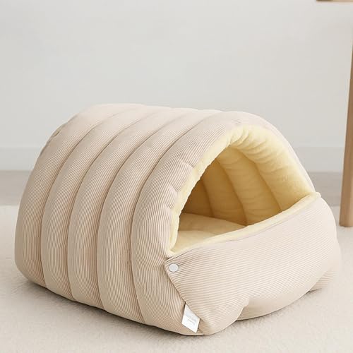 Winter Cave Warm Cat House Removable Cushion Convenient,PP Cottons Comfortable Washable Supplies Multifunctional, White M