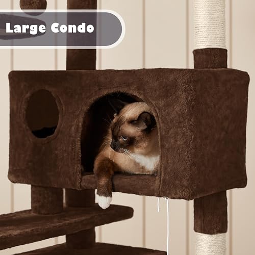 Yaheetech 54in Cat Tree Tower Condo Cat Furniture w/Scratching Post for Kittens Pet House Play - color: Brown, size: 54in