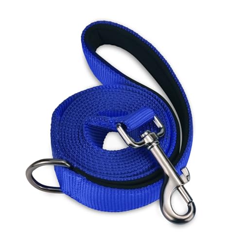 AUDWUD Soft Padded Handle Dog Leash,Relieve Hand Pressure;Portable,Strong,High Tensile Strength,Suitable for Small and Medium Sized Dog Walking Leash - color: Deep sea blue, size: 5 ft