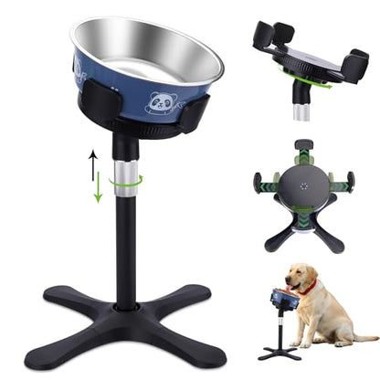 Elevated Dog Bowls for Large and Extra Large Dogs,Adjustable Width Dog Bowl Stand for 5.5-9.5" Wide Bowls,Food and Water Feeder,Single Holder with Tilted Height Adjust 12.4''-18.9''(with Bowl) - size: F - Upgraded Dog Food Stand