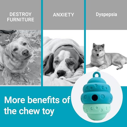 Dog Puzzle Toy Dispenser - Interactive Dog Toys for Large & Medium Breeds - Mental Stimulation Ball with Detachable Lid - Food-Grade Silicone Toy for Stress Reduction - color: blue