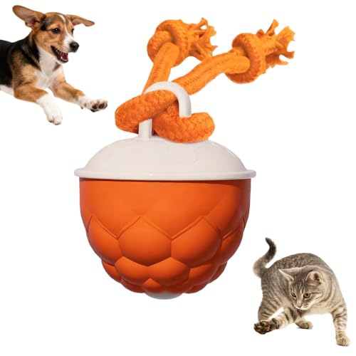 Interactive Dog Toys Touch Activated Bouncing & Jumping Dog Ball with Rope, Smart Automatic Rolling Toy, USB Rechargeable, Squeaky Doggie Toys to Keep Them Busy (Orange) - color: Orange