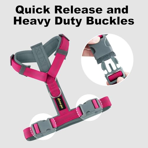 Plutus Pet No Pull Dog Harness, Adjustable Nylon Harness with Soft Padding, Reflective and Heavy Duty Dog Harness for Small, Medium, Large Dogs(Hot Pink, M) - color: Hot Pink, size: M