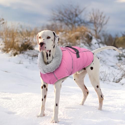 Lelepet Warm Dog Coats for Small Dogs Waterproof Dog Winter Jacket Reflective Pet Fleece Vest Windproof Cold Weather Coats with Adjustable Buckle & Leash Hole, Pink, S - color: Pink, size: S