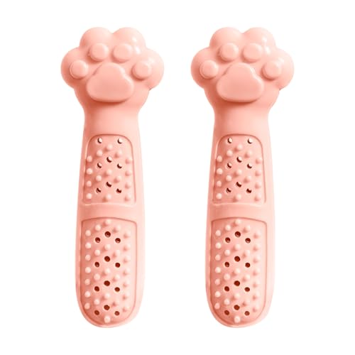 Cat Teething Toy, Cute Paw Chew Toys for Cat Dental Care, Pet Treat Dispenser Toy for Kitten Chewing, Kicking and Boredom Releasing, Pet Puzzle Toys (Pink-2 PCS) - color: Pink-2 PCS