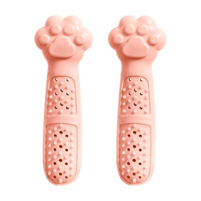 Cat Teething Toy, Cute Paw Chew Toys for Cat Dental Care, Pet Treat Dispenser Toy for Kitten Chewing, Kicking and Boredom Releasing, Pet Puzzle Toys (Pink-2 PCS) - color: Pink-2 PCS