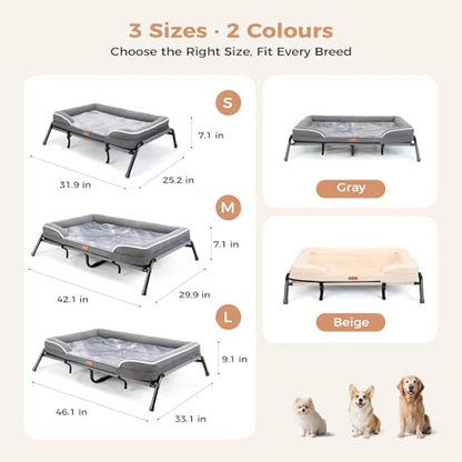 Raised Dog Bed for Small Dogs, Waterproof Elevated Dog Cot, Outdoor Cooling Pet Bed - size: 32"L x 25"W x 7"Th