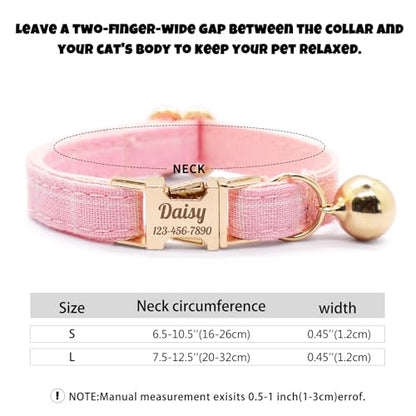 Personalized Plaid Cat Collar with Bell - Non-Breakaway Custom Polyester Kitten Collar with Engraved Name & Phone Number (Pattern 02, S (6.5-10.5 Inches)) - color: Pattern 02, size: S (6.5-10.5 Inches)