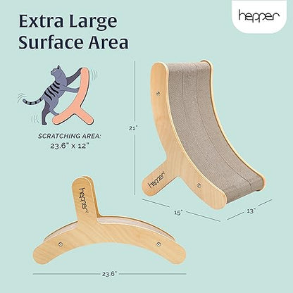 Hepper Hi-Lo Cardboard Cat Scratcher with Real Wood & Metal Frame - 3-Position Cat Scratchers for Indoor Cats - Curved Cat Scratching Board Activates Muscles - Cat Scratching Post for Large Cats - size: Hepper Hi Lo Scratcher Unit