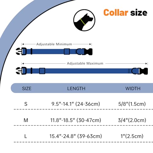 Waterproof Dog Collar, Easy to Clean Rubber Dog Collars with Quick Release Buckle Fits Small Medium or Large Dogs (Blue, M < 11.8-18.5 inch) - color: Blue, size: M (11.8-18.5 inch)