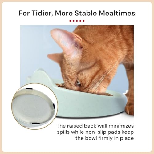 7 Ruby Road Anti Whisker Fatigue Cat Bowls Set of 2 - Wide Shallow Cat Food Bowls for Indoor Cats, Non-Slip Cat Dishes