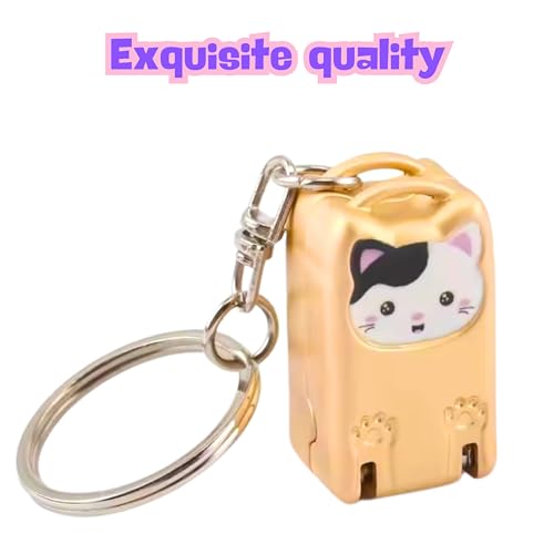 Mini Nail Clippers Keychain, Cute Cat Nail Clipper, Small Foldable Portable Travel Size, Cutie Kitten, Compact Pocket Folding Nail Cutter Keyring (Gold) - color: Gold