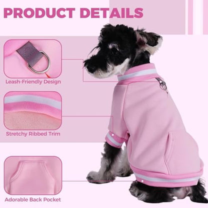 BINGPET Large Dog Sweater Pullover Fleece Vest with Leash Hole & D-Ring,Cotton Dog Hoodie for Small Medium Large Dogs Puppy Boys Girls,Thick Soft Fleece Winter Dog Clothes Cold Weather Sweatshirt Coat - color: Pink, size: L(Chest: 27",Neck: 18",Back: 17")