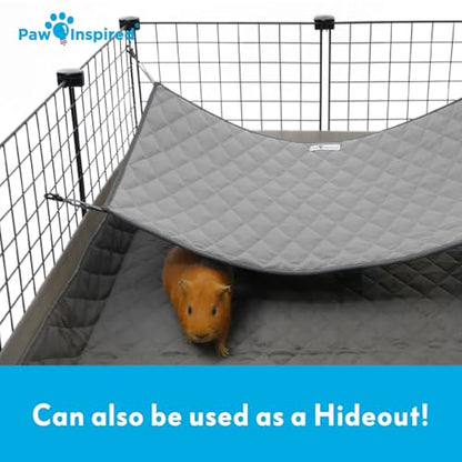 Paw Inspired Hanging Fleece Hammock for Ferrets, Rats, Chinchillas, Sugar Gliders, Small Pets | Hideout Toy for Guinea Pigs, Hamsters | Swivel Clips for Small Animal Cages (Gray/Light Gray) - color: Gray/Light Gray