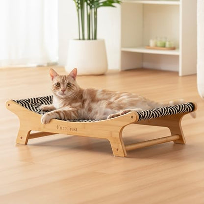 XL Sisal Cat Scratcher Bed with Elevated Hammock for Indoor Cats, Replaceable Natural Sisal Pad, Large Cat Lounge, Anti-Slip No-Wobble Bamboo Frame, Black & White Diamond. - color: Black & White Diamond