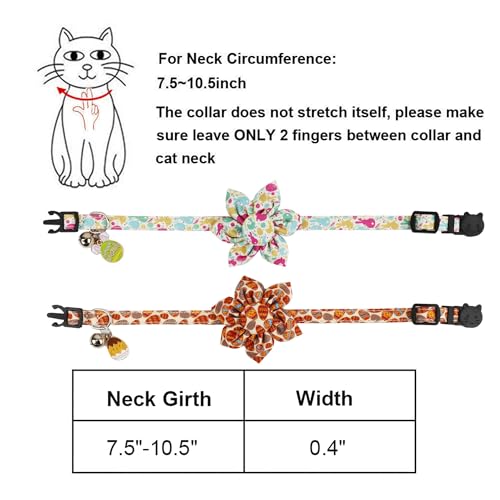 ADOGGYGO Easter Cat Collars with Removable Flower Bell, Adjustable Rabbit Easter Eggs Pattern Cat Floral Collars for Cats Kittens - color: Easter