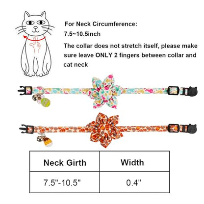 ADOGGYGO Easter Cat Collars with Removable Flower Bell, Adjustable Rabbit Easter Eggs Pattern Cat Floral Collars for Cats Kittens - color: Easter