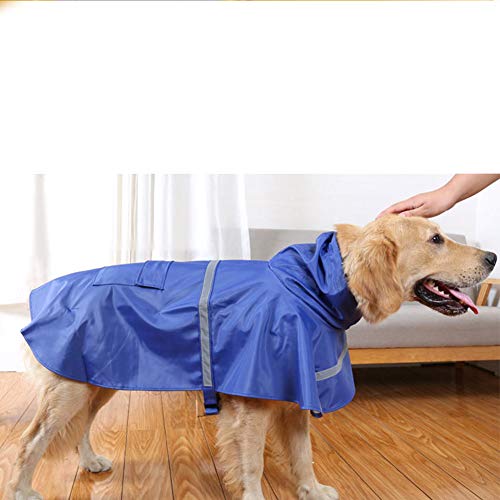 NACOCO Large Dog Raincoat Adjustable Pet Water Proof Clothes Lightweight Rain Jacket Poncho Hoodies with Strip Reflective (L, Blue) - color: Blue, size: Large (Pack of 1)