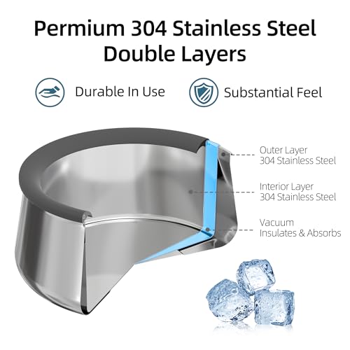 3L/0.8 Gallon No Spill Water Bowl for Dogs, Double-Wall Stainless Steel Slow Water Dog Bowls, Splash-Proof Vacuum Float, Dishwasher Safe for Large Medium Dogs (3L/101 floz)